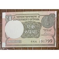 Банкнота 1 рупия. 2017 год, Индия. НЕ БЫЛА В ОБОРОТЕ.