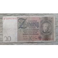 Werty71 Германия 20 марок 1924 1929 банкнота Веймарская Республика Веймар
