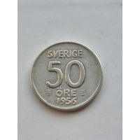 50 эре 1956 года Швеция. Серебро 400. Монета не чищена. 45381