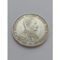 Монета 3 марки 1914 год. Пруссия Германская империя. Вильгельм II.