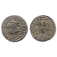 Полугрош 1515, Жигимонт Старый, Вильно. Окончания легенд: Ав - ':1515:', Рв - 'LITVANIE.:.', VIII группа редкости
