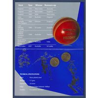 Шри-Ланка, набор 2 монеты 2007 г, в буклете, Мировой Кубок по Крикету, UNC