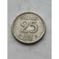 25 эре 1958 года Швеция. Серебро 400. Монета не чищена. 45211