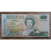 Werty71 Новая Зеландия 20 долларов 1994 Кареарея (новозеландский сокол) Гора Тапуаэнук Зеленая гора банкнота надрыв у защитной ленты