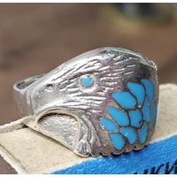 Старт с 1 Рубля !!! Кольцо Эмаль Серебро 925 Орел Ястреб 4.8г