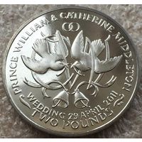 Остров Вознесения. 2 фунта 2011 год  KM#20  "Королевская свадьба /две птицы/"