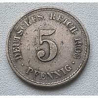 Германия 5 пфеннигов, 1908 F  2-12-11