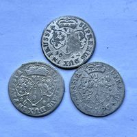 Монеты СЕРЕБРО ПРУССИЯ 6 грошей 1681-1682 год (3 шт) ФРИДРИХ ВИЛЬГЕЛЬМ ОТЛИЧНЫЕ