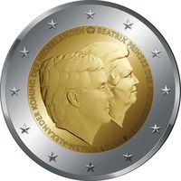 2 евро Нидерланды 2014 Виллем-Александр и Беатрикс  UNC из ролла