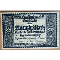 Германия 20 марок 1918 (до 1922) г Франкенберг (Frankenberg) 148.01, аUNC