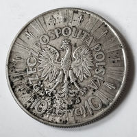 10 злотых, 1938 год. Пилсудский. Редкий год. XF.