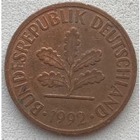 Германия 2 пфеннига 1992 г. F