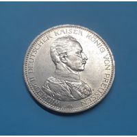 Германия. 5 марок. 1914 год. Пруссия. Вильгельм II. Мундир. Серебро