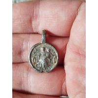 Редкий католический медальеон,оловянистый сплав