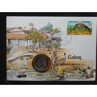 Габон Центральная Африка 50 Франков 1984 г конверт первого дня КПД