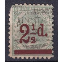 173.Aust. Великобритания. Австралийские штаты. Южная Австралия. Виктория. Стандарт. 1891 г. Надпечатка нового номинала. 2 1/2p. Mi.#68A.