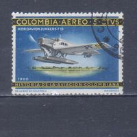 [2167] Колумбия 1965. Авиация.Самолет. Гашеная марка.