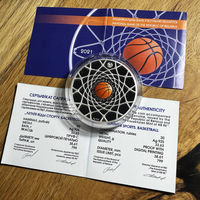 799 шт.!!! Летние виды спорта. Баскетбол, 2021 год, памятная монета 20 рублей. Унция серебра