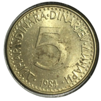 Югославия 5 динаров, 1984 (холдер)