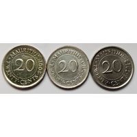 Маврикий 20 центов 2001,2010,2012