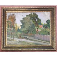 Крохалев П.С (Крохолев) "Вечер в Цюрюпинске",1961 г. Картон, масло.Размер 58х72 см.