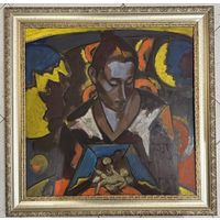 Кищенко А.М;62/63см. "Рождение", 1991г. ДВП, масло. Размер 62х63 см.