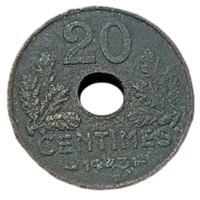 ФРАНЦУЗСКОЕ ГОСУДАРСТВО. 20 САНТИМОВ 1943