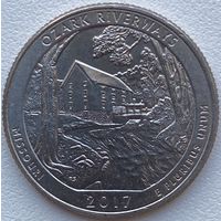 США 25 центов (квотер) 2017 г. D. Национальные водные пути Озарк. Штат Миссури