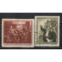 Китай КНР 1955 5 годовщина Советско-китайского договора о дружбе союзе и взаимопомощи Сталин и Мао Советский и китайский рабочие Полная #267-8