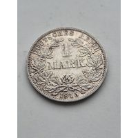 1 марка 1915 года. Германия. Вильгельм II. Серебро 900. Монета не чищена. 45433