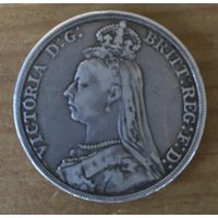 Монета 1 крона 1889 год. Великобритания. Королева Виктория.