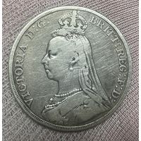 Монета 1 крона 1889 год. Великобритания. Королева Виктория.
