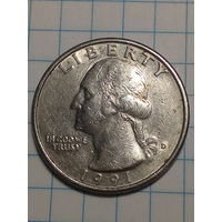 25 центов США 1991 год