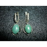 Серьги С Хризопразом Серебро 925