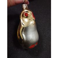 Игрушка ёлочная Пингвин, стекло. СССР