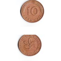 10 пфеннигов Германия 1981 года(D)
