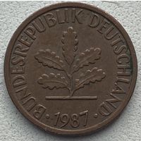 Германия 1 пфенниг 1987 г. J