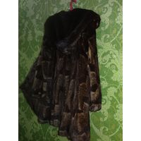НОРКОВАЯ ШУБА с КАПЮШОНОМ! ГРЕЦИЯ. ДЛИНА - 90 СМ. ОГ - 120 СМ.