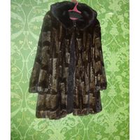 НОРКОВАЯ ШУБА с КАПЮШОНОМ! ГРЕЦИЯ. ДЛИНА - 90 СМ. ОГ - 120 СМ.