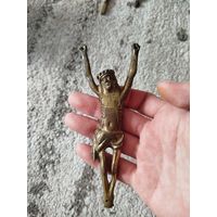 Накладное католическое распятье,остатки позолоты