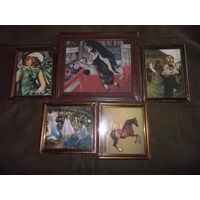 Художественная галерея репродукции 5 шт.,в рамках и в запайке.Новое!С рубля.