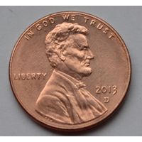 США, 1 цент  2013 г. D