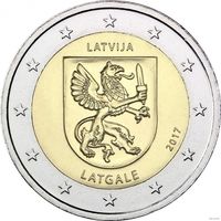 2 евро 2017 Латвия Латгале UNC из ролла