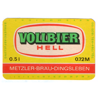 Этикетка пива Vollbier Hell Германия П781