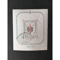 Польша 1962 Блок Mi.26 с маркой "Мировой лыжный чемпионат в Закопане" (спецгашение с клеем) Mi.1300 каталог 6.00 евро