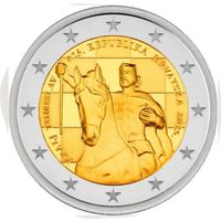 2 евро Хорватия UNC (ролл) 2025 1100 лет Королевству Хорватии король Томислава