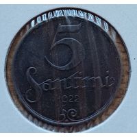 Латвия 5 сантимов 1922год
