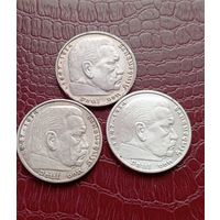 5 марок Гинденбург 1936г.(A,E,J)