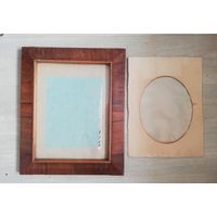 Рама для фото, картины, 1940-50 гг, отделка шпоном, плюс картонная рамка для фото