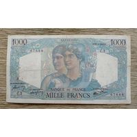 Werty71 Франция 1000 франков 1945 банкнота большой формат Минерва и Геркулес